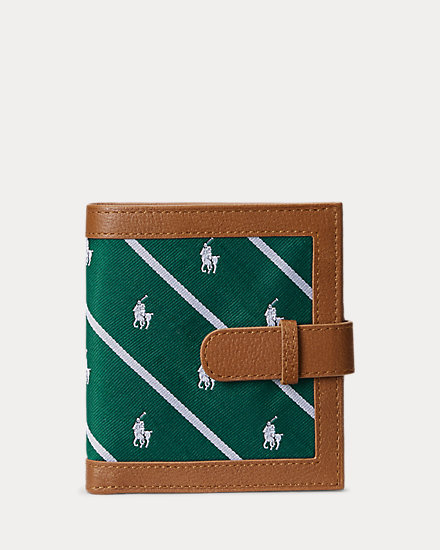 Tie-Silk & Leather Wallet Ralph Lauren