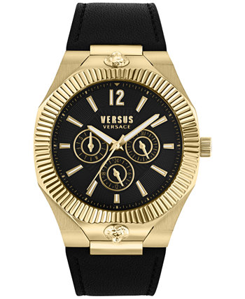Мужские часы Echo Park с черным кожаным ремешком 42 мм Versus Versace