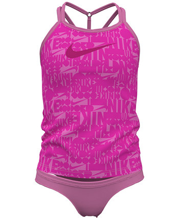 Купальник-танкини в стиле ретро с Т-образной перекрещенной спиной для больших девочек, комплект из 2 предметов Nike