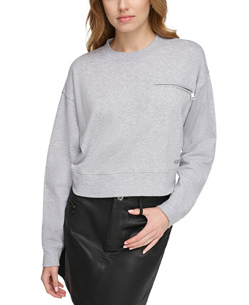 Женская толстовка с заниженными рукавами и карманами на молнии DKNY