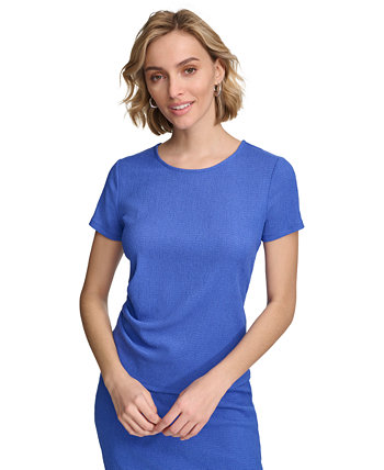 Women's Textured Ruched-Side Short-Sleeve Top Calvin Klein