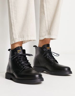 Черные кожаные ботинки на шнуровке на массивной подошве Jack & Jones Jack & Jones