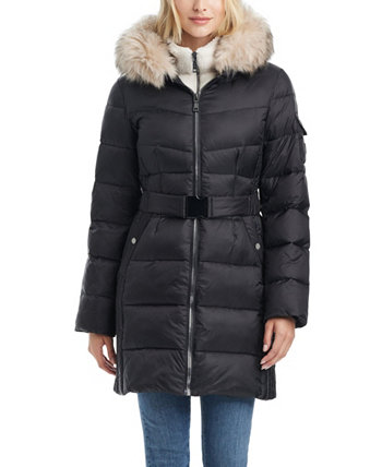 Women's Single-Breasted Mid-Length Fitted Puffer Coat Vince Camuto