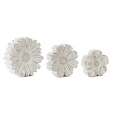 Melrose White Washed Stone Flower Décor - Set of 3 Melrose