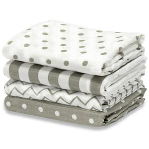 Cuddlebug Muslin Baby Swaddle Blankets for Boys and Girls -  Muslin Cotton 4 Pack(Spots n' Stripes) CuddleBug