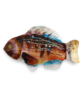 18-дюймовая тарелка для рыбы с коричневыми жабрами Jasmine Art Glass
