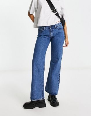 Широкие джинсы с заниженной талией Waven цвета стираного индиго Waven