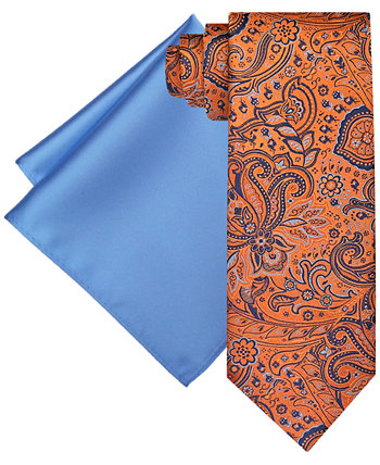 Мужской удлиненный комплект из галстука с узором "пейсли" и однотонного нагрудного платка Steve Harvey