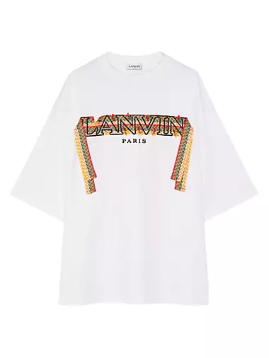 Oversized футболка с кружевами и вышивкой Curb от Lanvin, 100% хлопок Lanvin