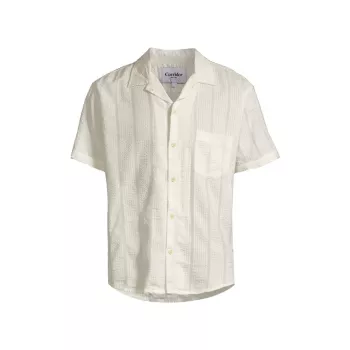 Полосатая рубашка из жатого хлопка с короткими рукавами CORRIDOR