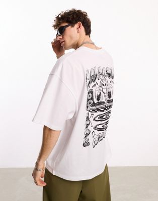 COLLUSION Graphic t-shirt with alien print in skate fit white Collusion