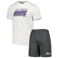 Men's Concepts Sport Charcoal/White Baltimore Ravens Downfield T-Shirt & Shorts Sleep Set Unbranded