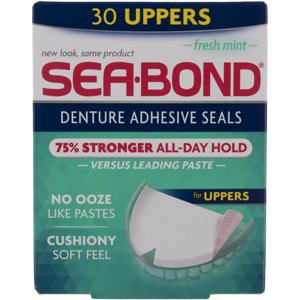 SEA-BOND Denture Adhesive Wafers Uppers Fresh Mint 30 Each (Pack of 6) Sea-Bond