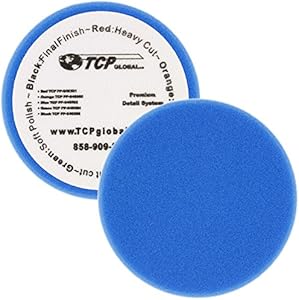 6.5" Blue Flat Light Cut Grip Foam Polish Buff Pad - DA Hook & Loop TCP Global