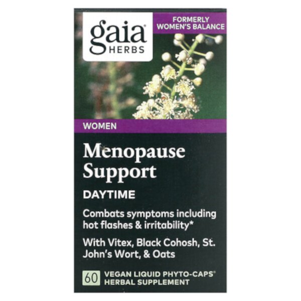 Женщины, Поддержка менопаузы, дневное время, 60 веганских жидких фитокапсул Gaia Herbs