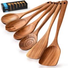 Teak Wooden Cooking Spoons (6 Pc Set) Zulay