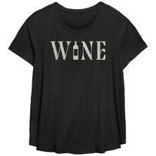 Plus Size Fifth Sun Wine Bottle Text Scoop Neck Graphic Tee FIFTH SUN