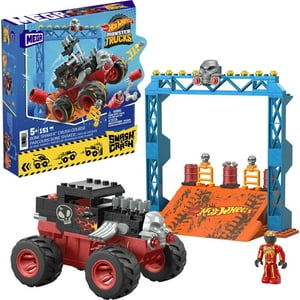 MEGA Hot Wheels Bone Shaker Crush Course Monster Truck Building Toy with 1 Figure (151 Pieces) Mega