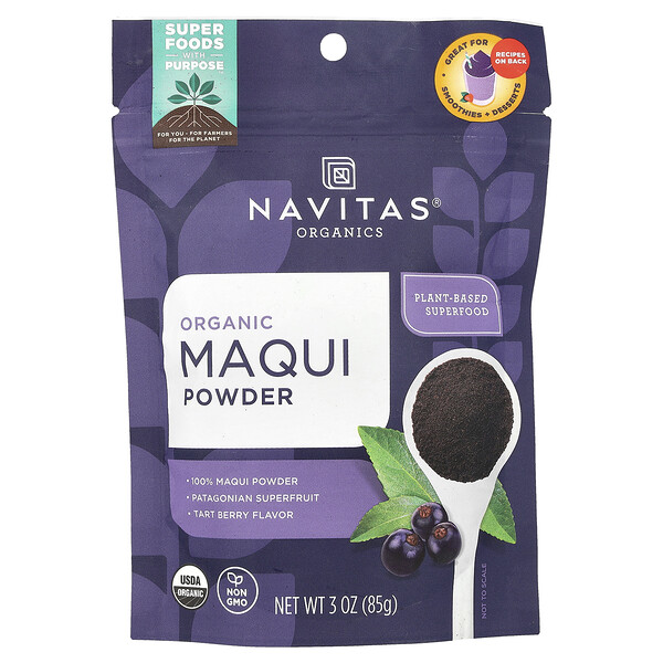 Organic Maqui Powder (Порошок), Tart Berry, 3 oz (Унции) (85 g) Navitas Organics