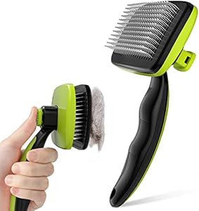 Pecute Self-Cleaning Slicker Brush for Dogs, Cats, Lightweight Dog Brush for Shedding Massaging Grooming, Cat Brush Gently Removes Loose Fur Undercoat for Small Dogs Cats Rabbits of All Hair Types Pecute