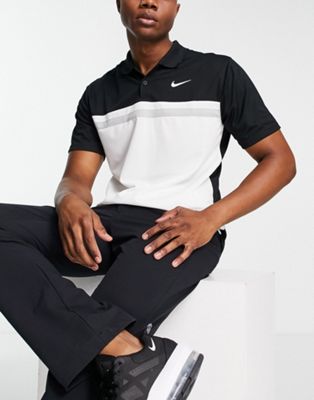 Nike Golf Victory colorblock polo in black and white Nike Golf