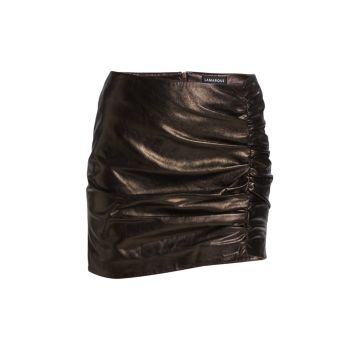 Aricia Metallic Ruched Leather Miniskirt LAMARQUE