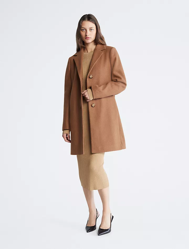Однобортное пальто с воротником-стойкой Calvin Klein