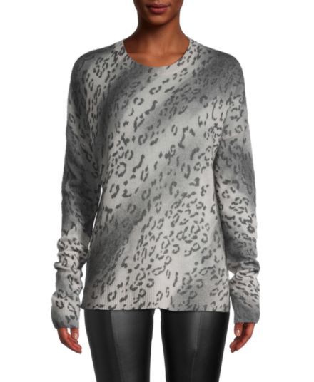 Кашемировый свитер Roxie с леопардовым принтом 360 Cashmere