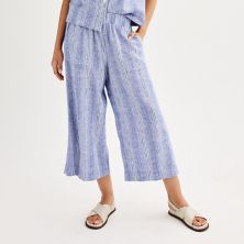 Women's Sonoma Goods For Life® Flowy Cropped Linen Blend Pants SONOMA