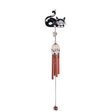 FC Design 22&#34; Long Black and White Cat Tuxedo Kitty Copper and Gem Wind Chime Perfect Gifts for Holiday F.C Design