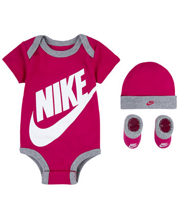 Боди с логотипом Futura, шапочкой и пинетками для маленьких мальчиков или девочек, комплект из 3 предметов Nike