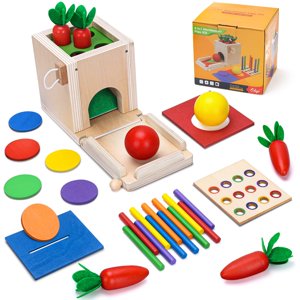 Pearoft Montessori Shape Sorting Toy for 1 2 3 4 Year Old Toddler Carrots Harvest Game Learning Toys Gifts for 5 6 7 8 Kids Birthday Gifts Wooden Sorting Sensory Toys for 1 2 3 Year Old Girls Boys Pearoft