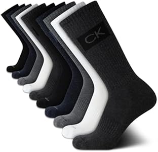 Calvin Klein Men’s Crew Socks - 10 Pack Performance Cushion Comfort Crew Socks - Breathable Athletic Socks for Men (7-12) Calvin Klein