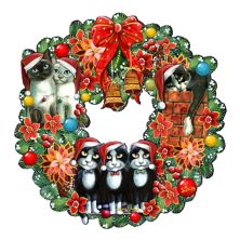 Christmas Friends Kitty Door Wreath by G. DeBrekht - Pets Dog and Cats Decor Designocracy
