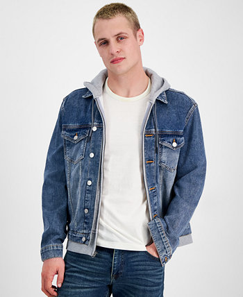 Мужская многослойная джинсовая куртка с капюшоном и молнией во всю длину, созданная для Macy's And Now This
