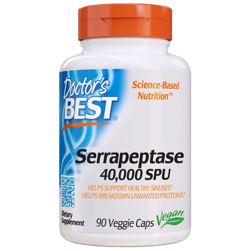 Serrapeptase - 40000 SPU - 90 вегетарианских капсул - Doctor's Best Doctor's Best
