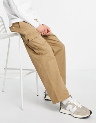 Бежевые саржевые брюки карго широкого кроя Farah Greenport Farah