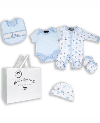 Baby Boys Toys Layette Gift в сетчатом мешке, набор из 5 предметов Rock-A-Bye Baby Boutique