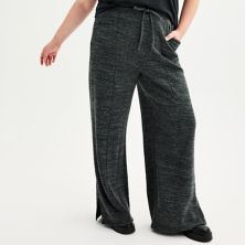 Вязаные расклешенные брюки SO® для юниоров больших размеров с высокой посадкой и присборенным поясом SO