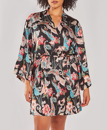 Plus Size Silky Soft Short Printed Robe ICollection