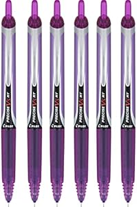 Pilot Precise V5 RT Retractable Rolling Ball Pens, Extra Fine Point, Purple Ink, 6 Pens Pilot