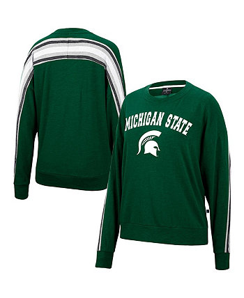 Женский пуловер большого размера из зеленой меланжевой ткани Michigan State Spartans Team Colosseum