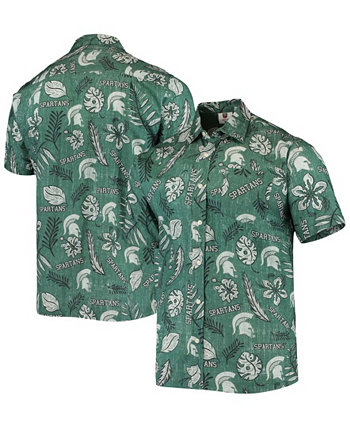 Зеленая мужская рубашка на пуговицах в винтажном стиле с цветочным рисунком Michigan State Spartans Wes & Willy
