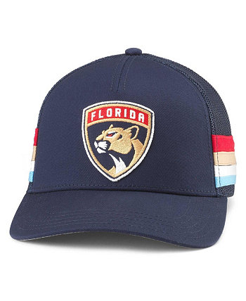 Мужская темно-синяя регулируемая шляпа Florida Panthers HotFoot Stripes Trucker American Needle