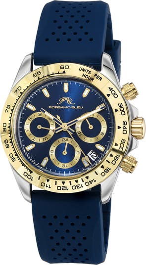 Женские часы Alexis Chronograph Sport, синий силикон, 37 мм Porsamo Bleu