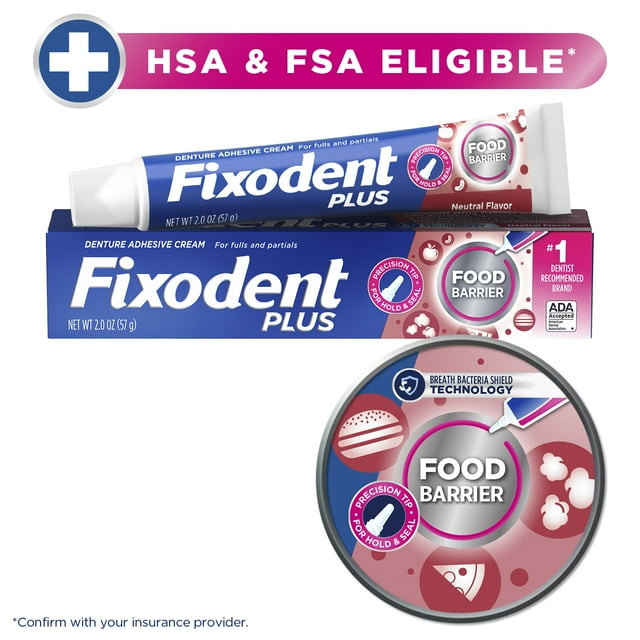 (2 pack) Fixodent Food Barrier Denture Adhesive Cream, 2.0 oz Fixodent