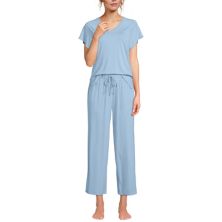Женский охлаждающий пижамный топ с короткими рукавами Lands End и укороченные пижамные штаны для сна Lands' End