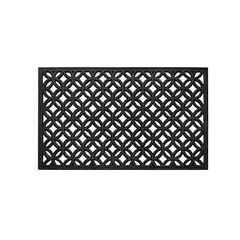 Kate Aurora Diamond 18 In. X 30 In. Wrought Iron Designed Non Skid Rubber Outdoor Door Mat - Black Kate Aurora