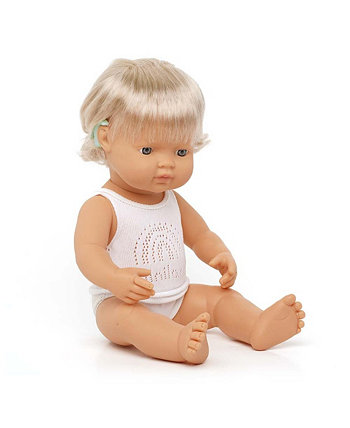 Baby Girl 15" Caucasian Doll with Hearing Aid Miniland