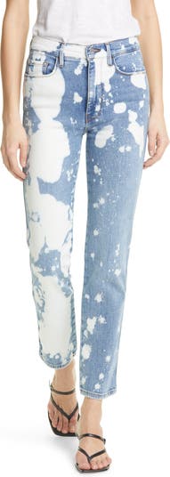 Рваные узкие прямые джинсы с завышенной талией Le Sylvie FRAME